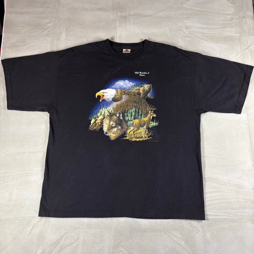 Vintage White Mountains of Arizona Wildlife T-Shirt, Eagle Wolf Nature Sz 3XL